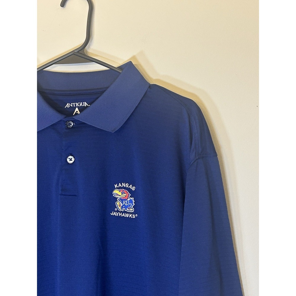 Antigua Men's XL University of Kansas Jayhawks Polo Short Sleeve Golf Blue